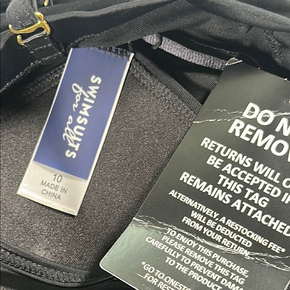 Swimsuits For All Women's Black Ruched Skirted Bandeau Swimdress size 10 NEW - Picture 8 of 16